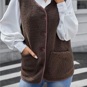 SHEIN Chocolate Brown Sherpa Vest